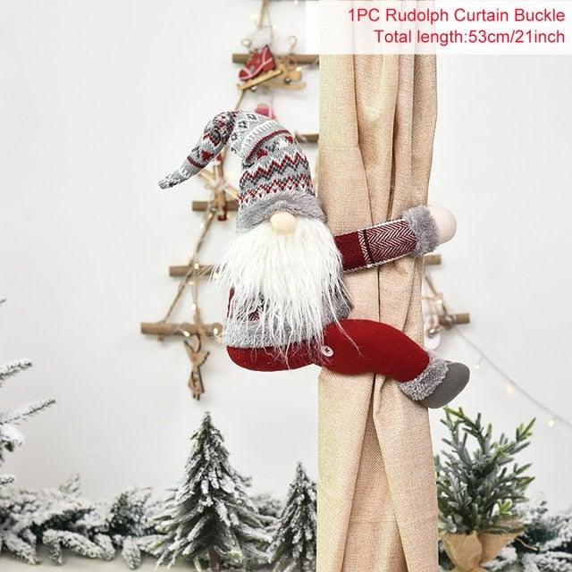 Santa Claus Elk Christmas Curtain Tieback Decor