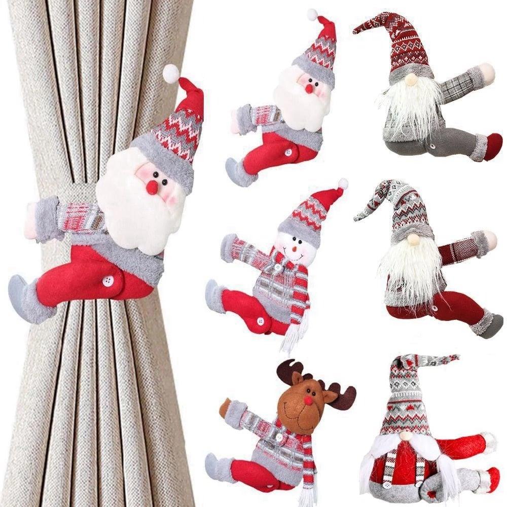 Santa Claus Elk Christmas Curtain Tieback Decor