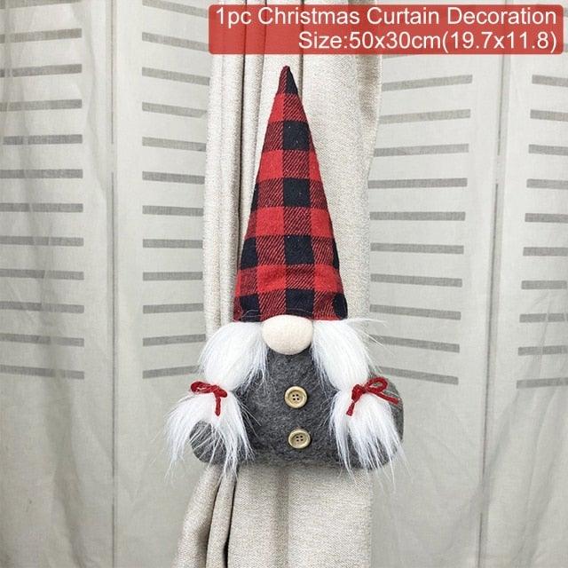 Santa Claus Elk Christmas Curtain Tieback Decor