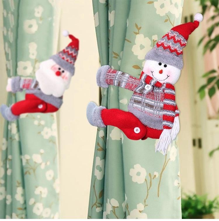 Santa Claus Elk Christmas Curtain Tieback Decor