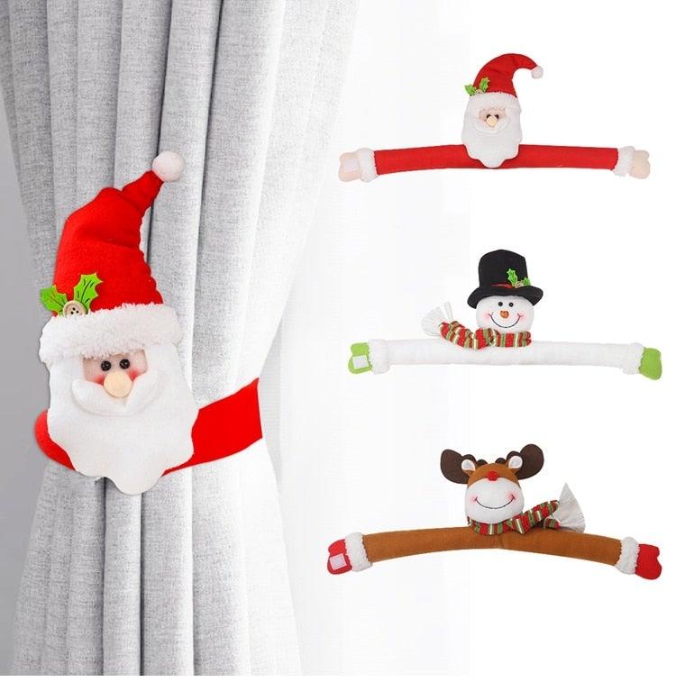 Santa Claus Elk Christmas Curtain Tieback Decor