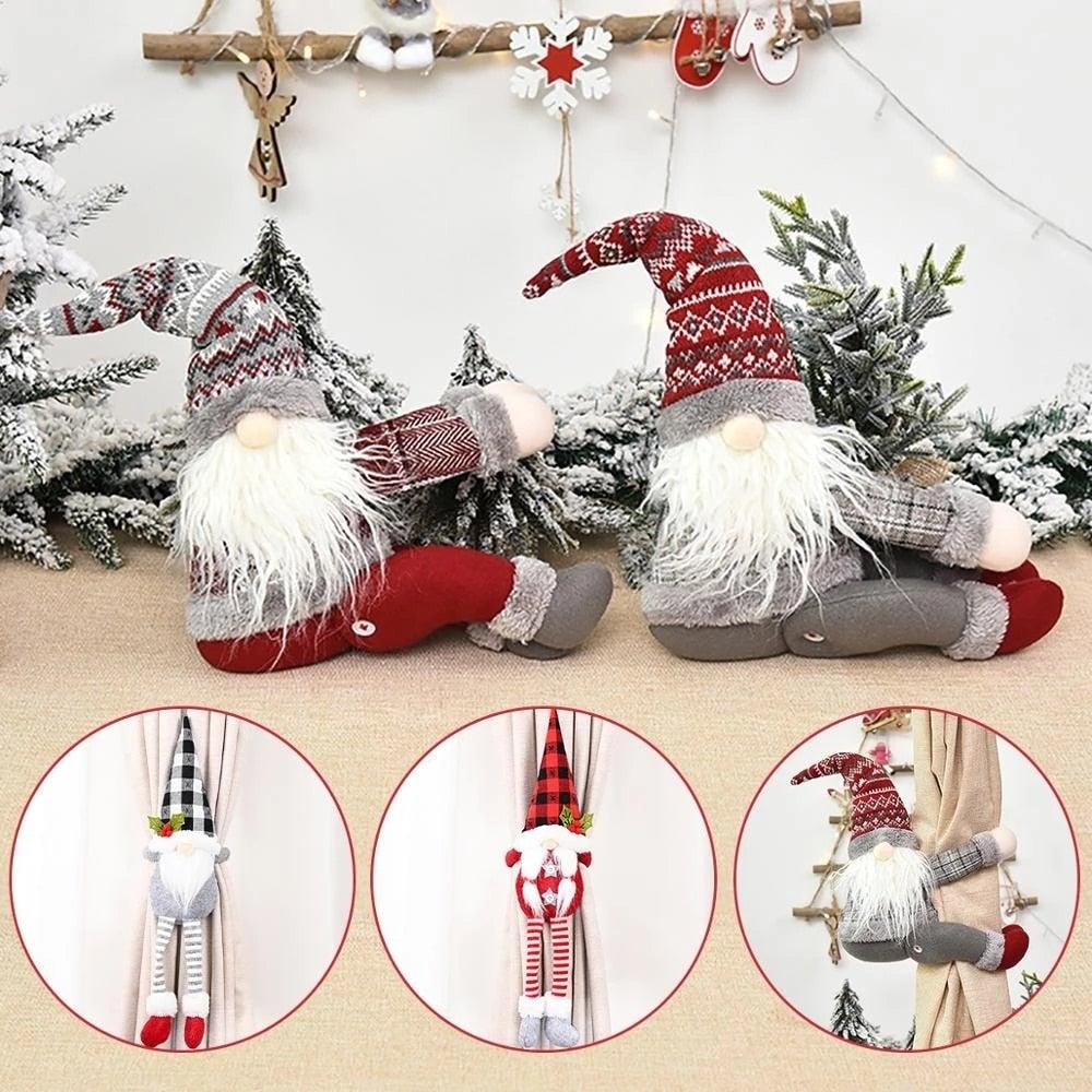 Santa Claus Elk Christmas Curtain Tieback Decor