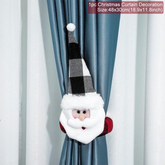 Santa Claus Elk Christmas Curtain Tieback Decor