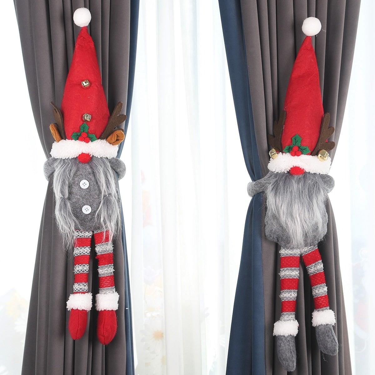 Santa Claus Elk Christmas Curtain Tieback Decor