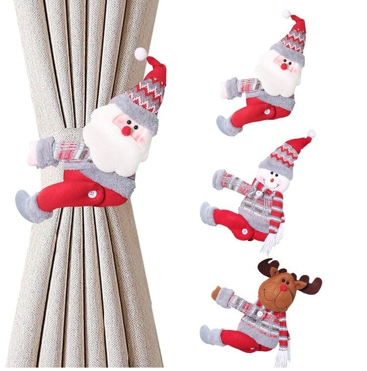 Santa Claus Elk Christmas Curtain Tieback Decor