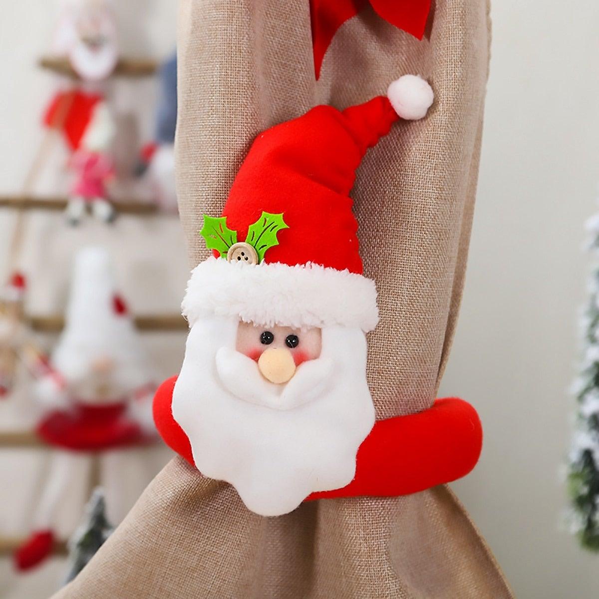 Santa Claus Elk Christmas Curtain Tieback Decor