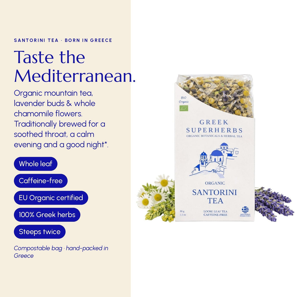 Calming Herbal Infusion: Greek Mountain Tea with Lavender & Chamomile