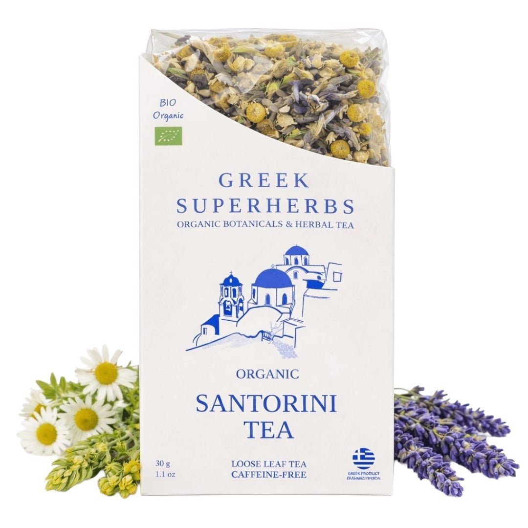 Infusión de hierbas relajante: Té de montaña griego con lavanda y manzanilla