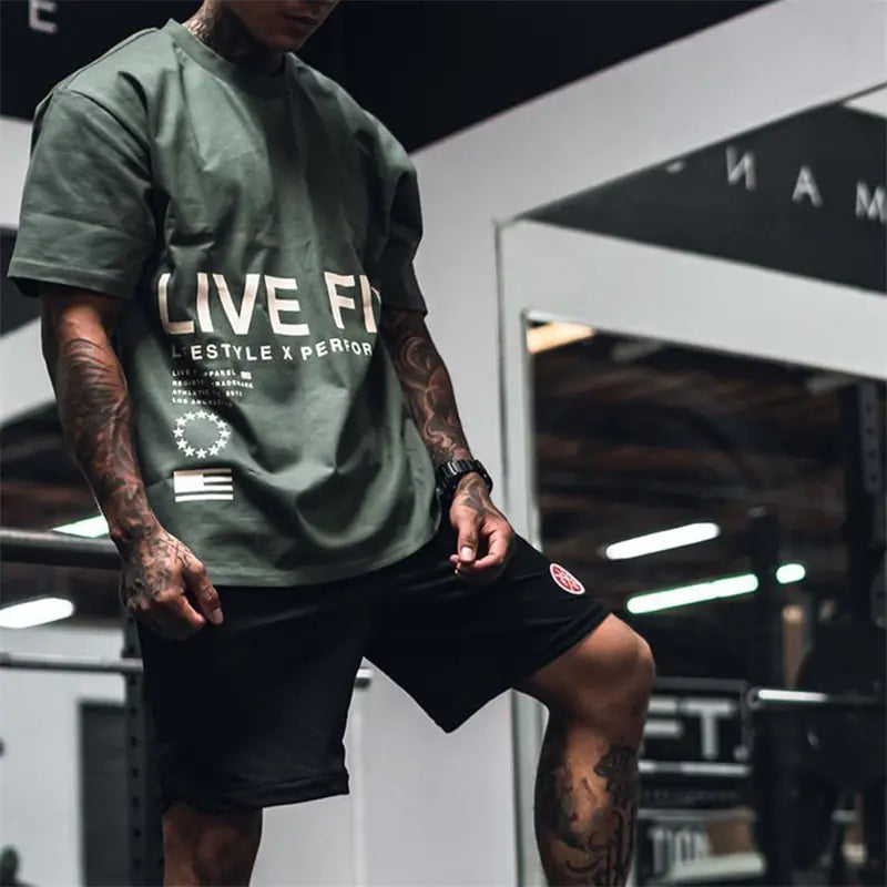 Camiseta de algodón para gimnasio de hombre premium