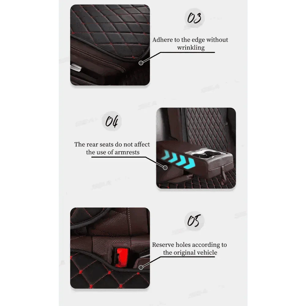 Premium Black Quilted Leather Car Seat Covers