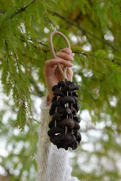 Handmade Moonin Seed Shell Hand Bell - Natural Decor