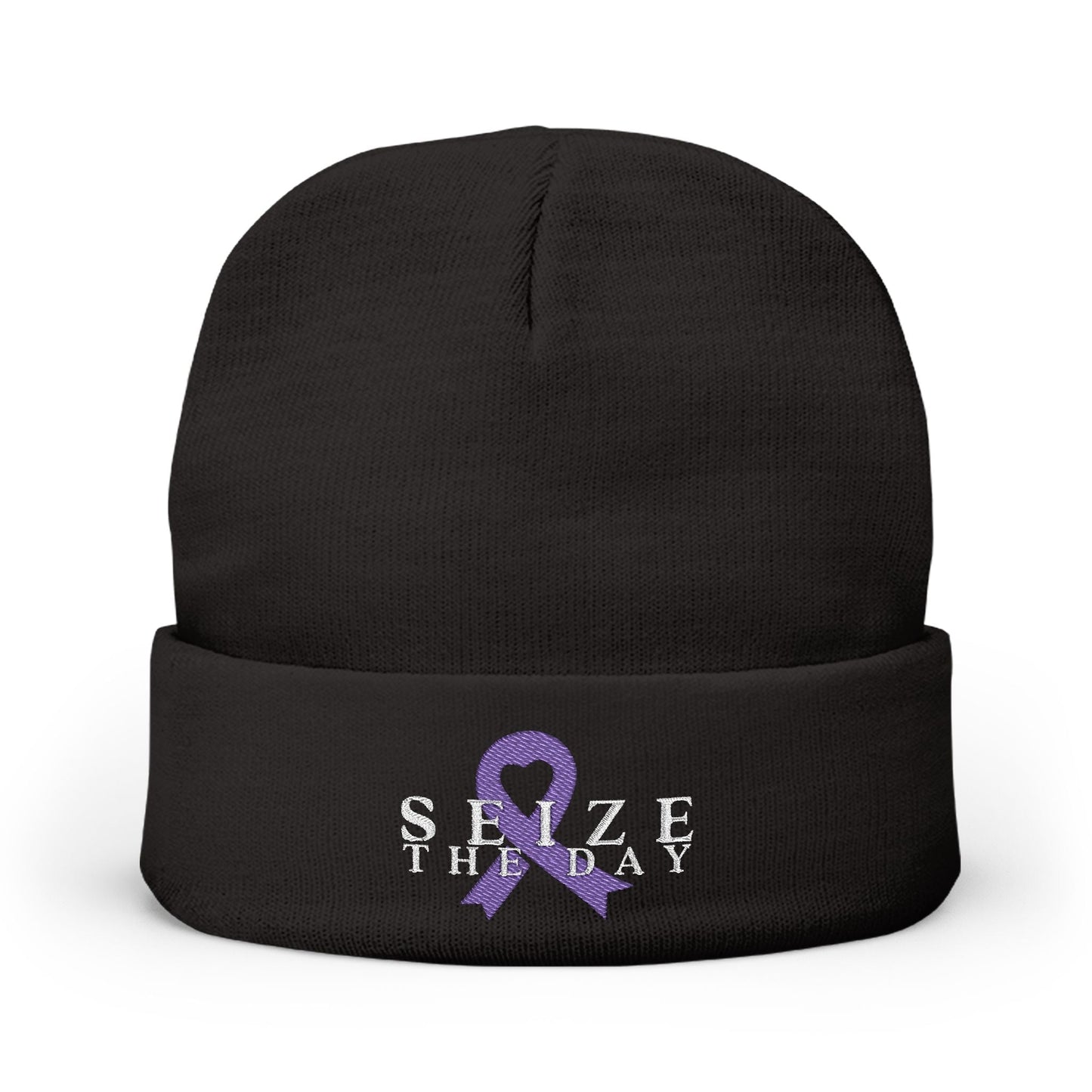 Bonnet en tricot brodé Saisissez le jour