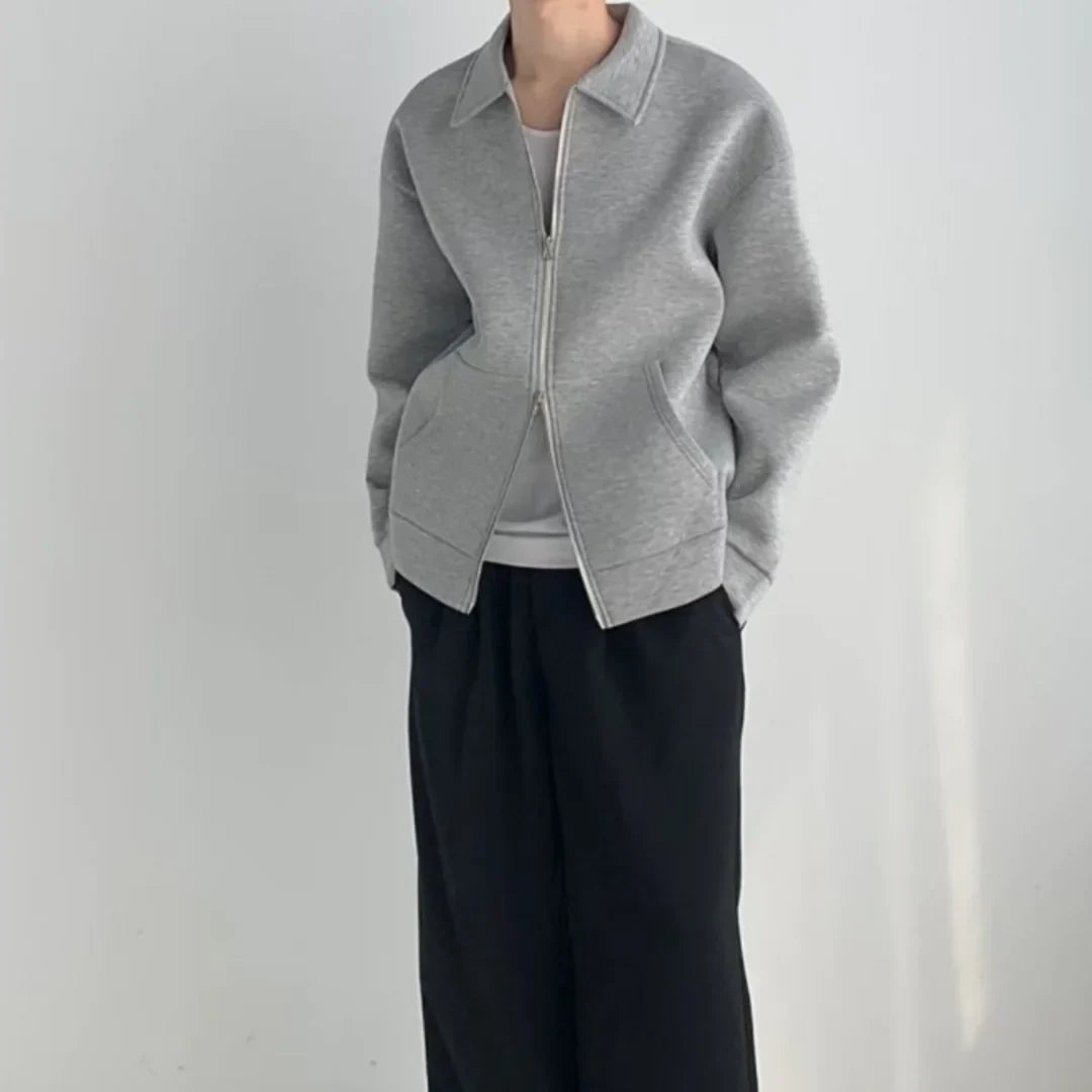 Flip Collar Zipper Coat - Classic Men's Cardigan