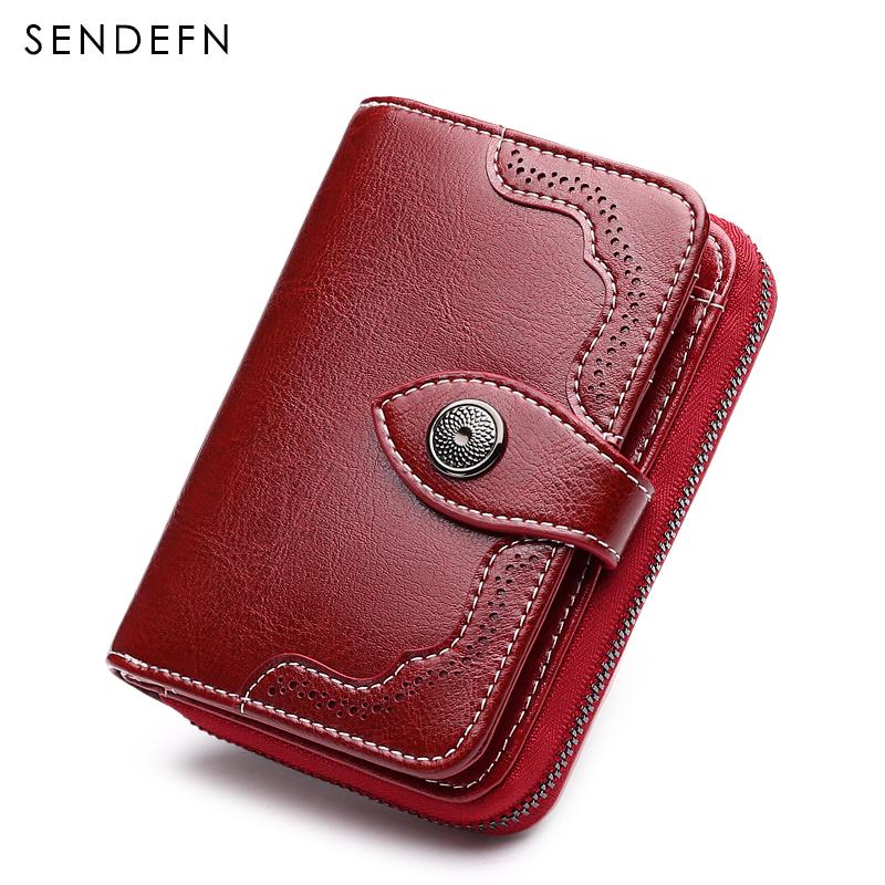 Cartera Pequeña Sendefn - Cartera de Cuero Dividido Casual para Mujeres