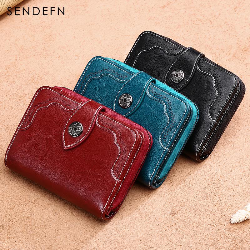 Cartera Pequeña Sendefn - Cartera de Cuero Dividido Casual para Mujeres