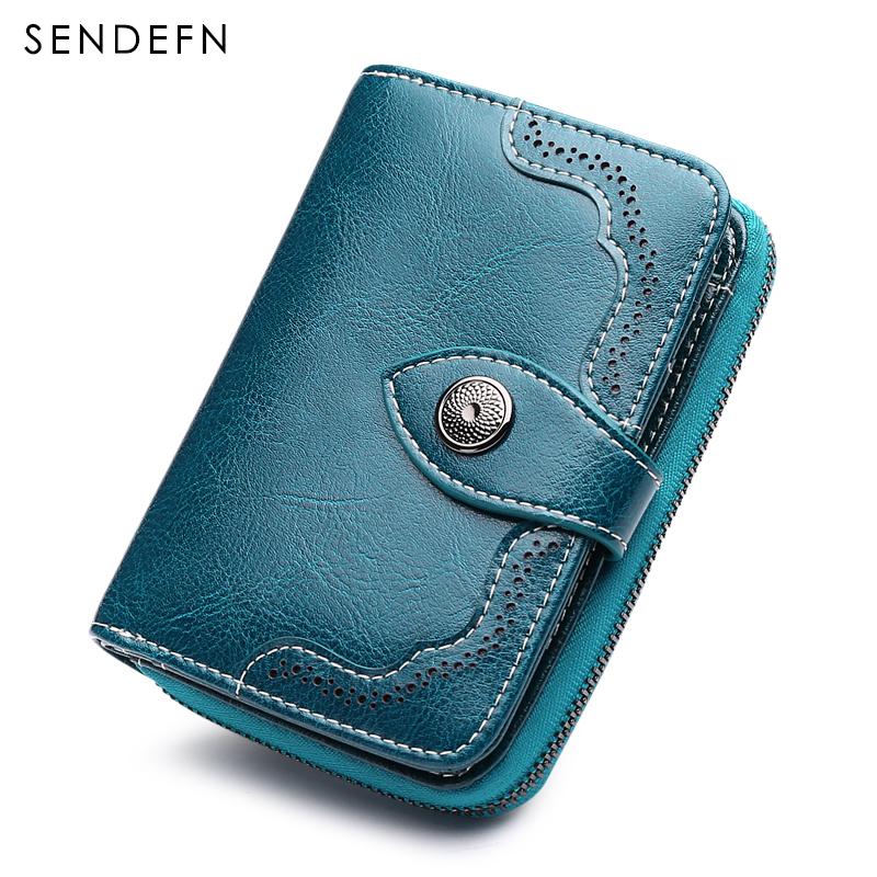 Cartera Pequeña Sendefn - Cartera de Cuero Dividido Casual para Mujeres