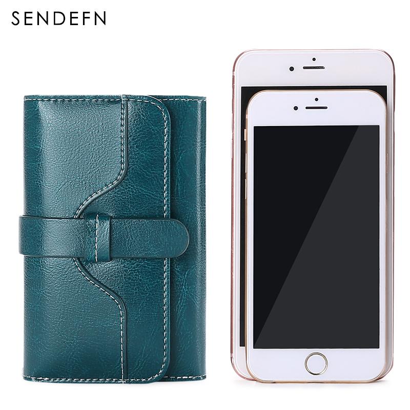 Sendefn  Wallet-female Short Women's Hasp Women Purse Split Leather With Coin Pocket Mini - Korvel