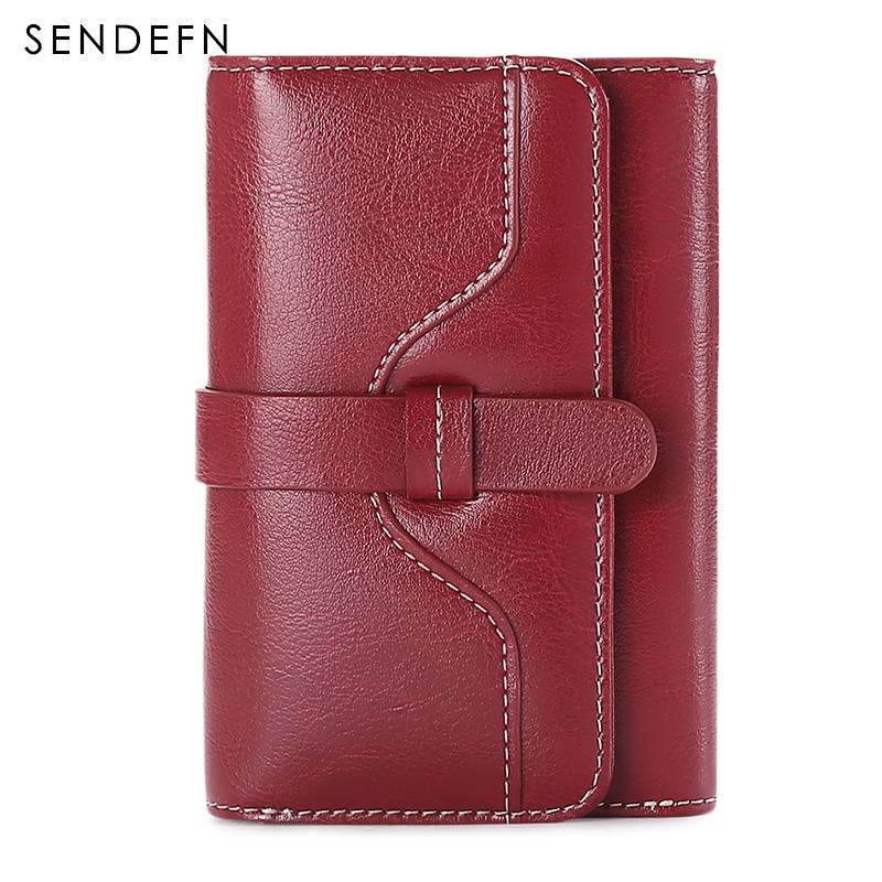Sendefn  Wallet-female Short Women's Hasp Women Purse Split Leather With Coin Pocket Mini - Korvel