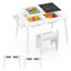 Sensory Table and Chair Set for Kids 2-8 with Foldable Bins - White