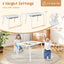 Sensory Table and Chair Set for Kids 2-8 with Foldable Bins - White