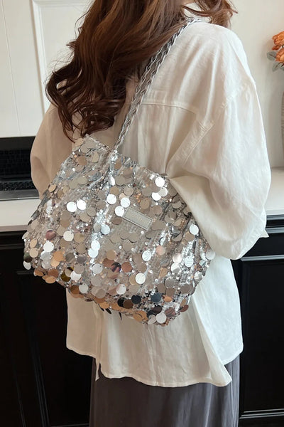 Sequin Braided Strap Shoulder Bag - Korvel