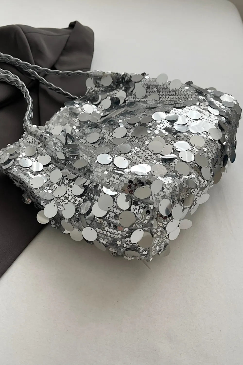 Sequin Braided Strap Shoulder Bag - Korvel