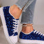 Sequin Round Toe Flat Sneakers - Korvel