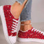 Sequin Round Toe Flat Sneakers - Korvel