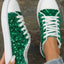 Sequin Round Toe Flat Sneakers - Korvel