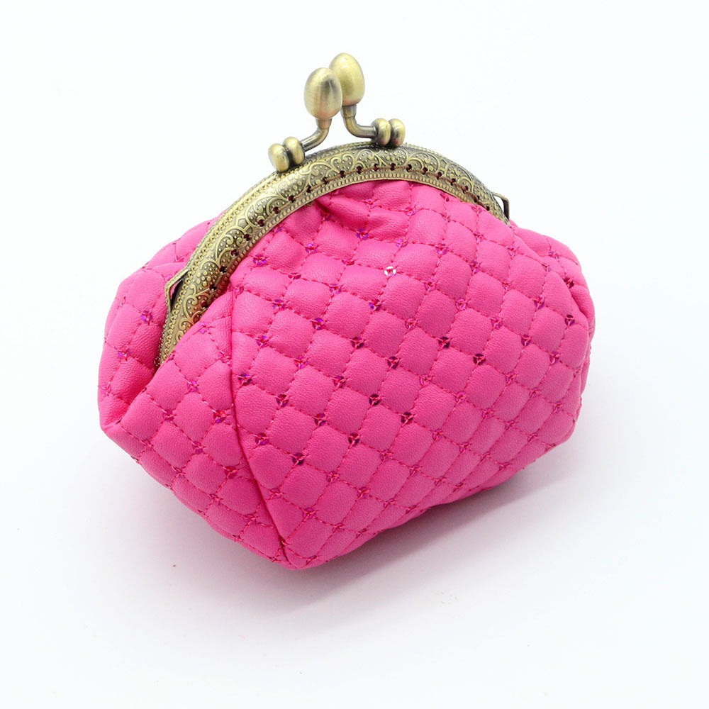Sequin zero wallet, diamond grid coin bag, lipstick storage, small bag, mouth gold bag - Korvel