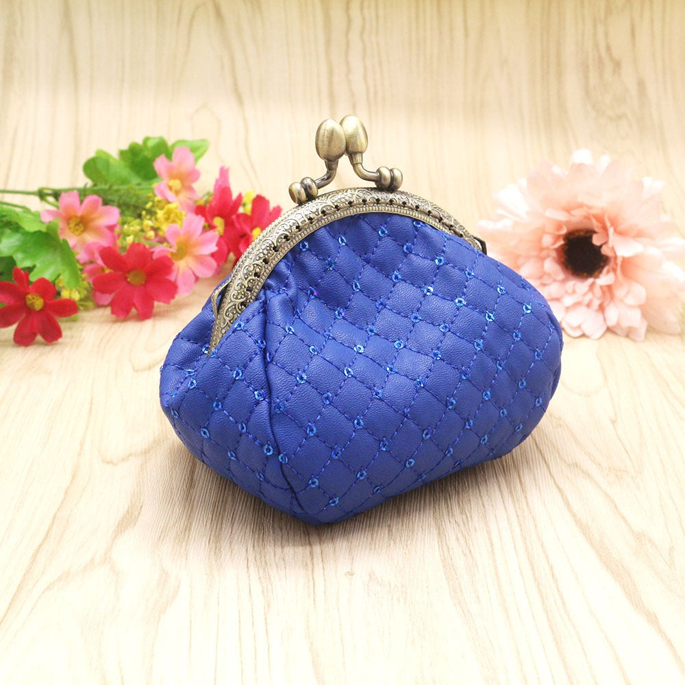 Sequin zero wallet, diamond grid coin bag, lipstick storage, small bag, mouth gold bag - Korvel