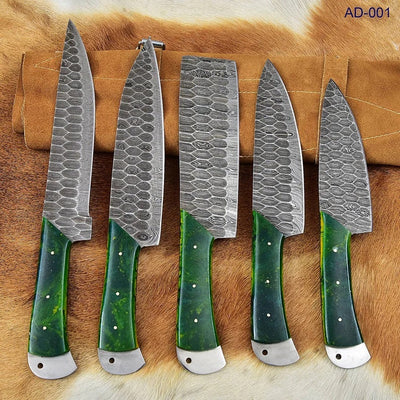 Artisan Crafted Damascus Steel Knife Set - 5 Essential Pieces - Korvel