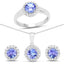 Ensemble de bijoux en tanzanite véritable de 3,77 carats et topaze blanche