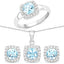 Ensemble de bijoux en topaze bleue et topaze blanche de 4,62 carats