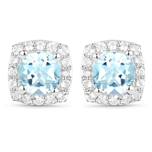 Ensemble de bijoux en topaze bleue et topaze blanche de 4,62 carats