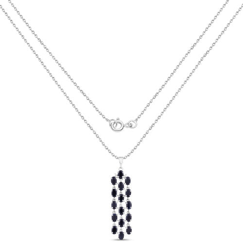 Pendentif en saphir bleu véritable de 7,68 carats en argent sterling