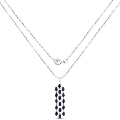 7.68 Carat Genuine Blue Sapphire Pendant in Sterling Silver