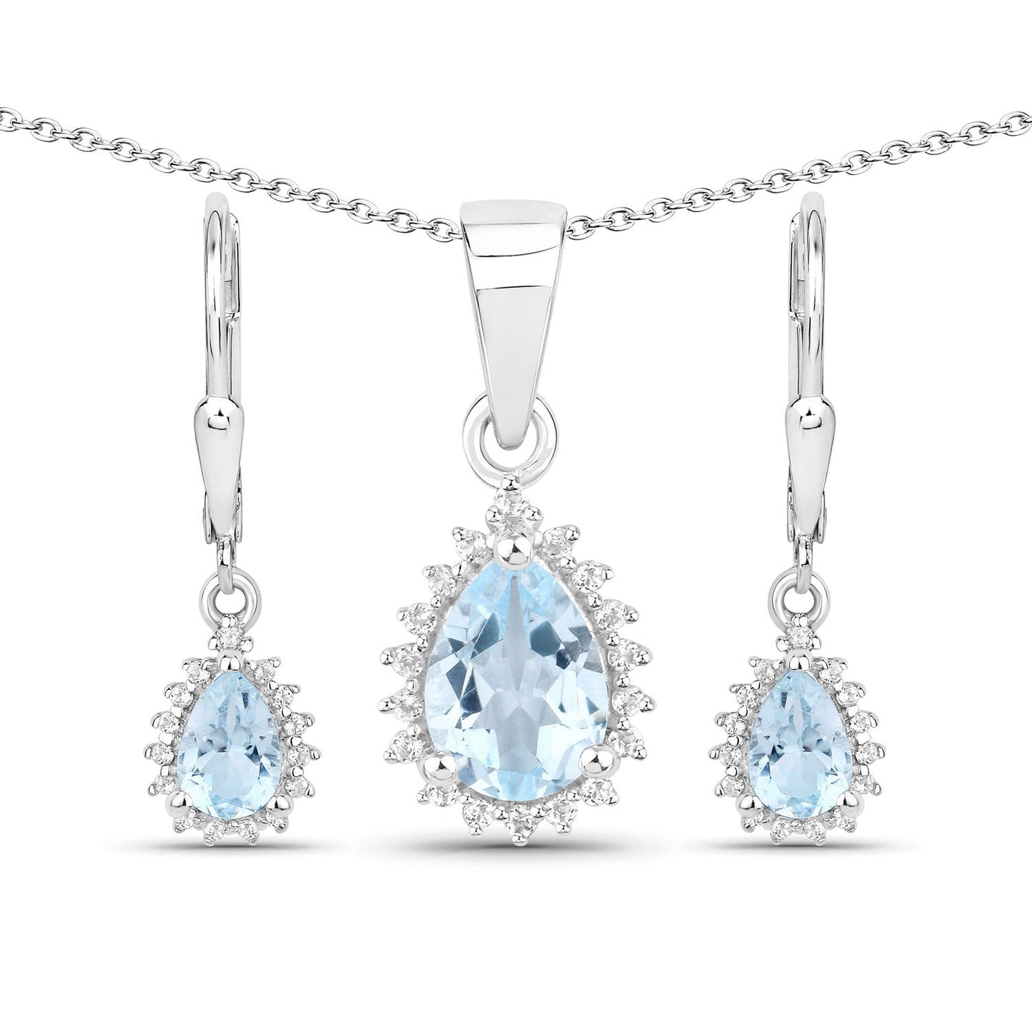 Ensemble de bijoux en topaze bleue et topaze blanche de 2,00 carats