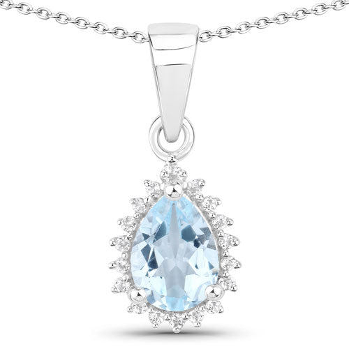 Ensemble de bijoux en topaze bleue et topaze blanche de 2,00 carats