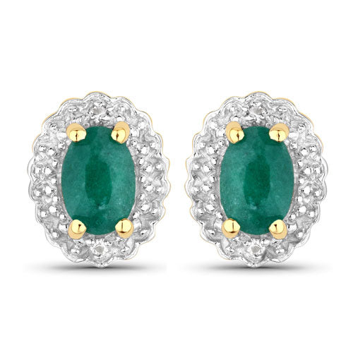 1.71 Carat Dyed Emerald and White Topaz Sterling Silver Jewelry Set