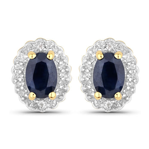 Ensemble de bijoux en saphir noir bleu et topaze blanche de 1,96 carat