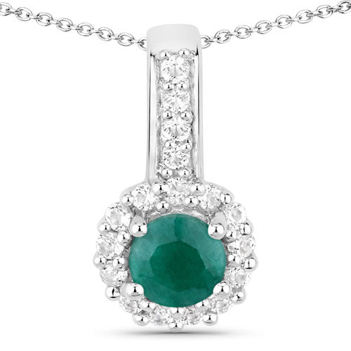 Ensemble de bijoux en argent sterling avec émeraude teinte de 1,81 carat et topaze blanche