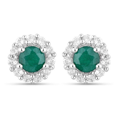 Ensemble de bijoux en argent sterling avec émeraude teinte de 1,81 carat et topaze blanche