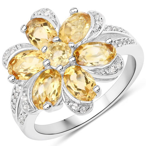 Conjunto de Joyería de Citrino de 7.92 Quilates y Topacio Blanco en Plata Esterlina