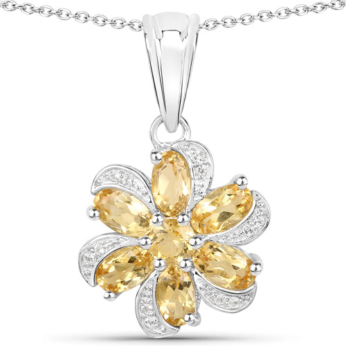 Conjunto de Joyería de Citrino de 7.92 Quilates y Topacio Blanco en Plata Esterlina