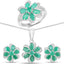 Conjunto de Joyería de Esmeralda y Topacio Blanco de 7.84 Quilates en Plata de Ley
