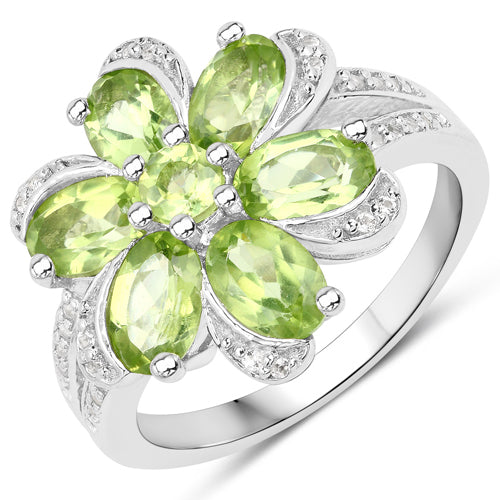 Ensemble de bijoux en péridot et topaze blanche de 8,04 carats en argent sterling