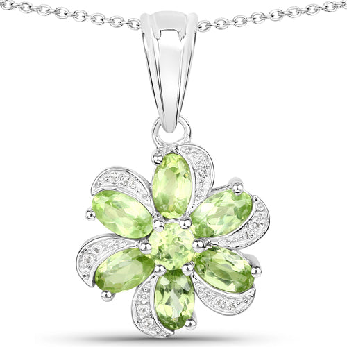 Ensemble de bijoux en péridot et topaze blanche de 8,04 carats en argent sterling