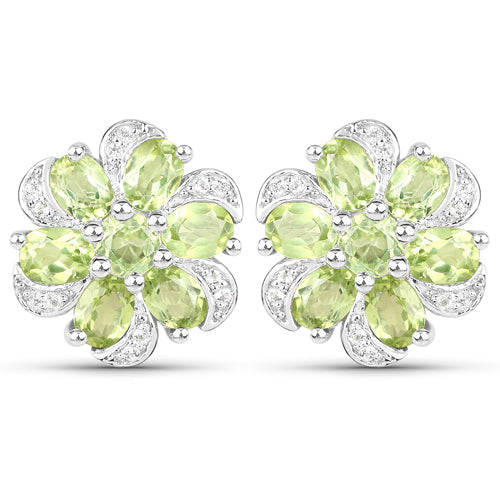 Ensemble de bijoux en péridot et topaze blanche de 8,04 carats en argent sterling