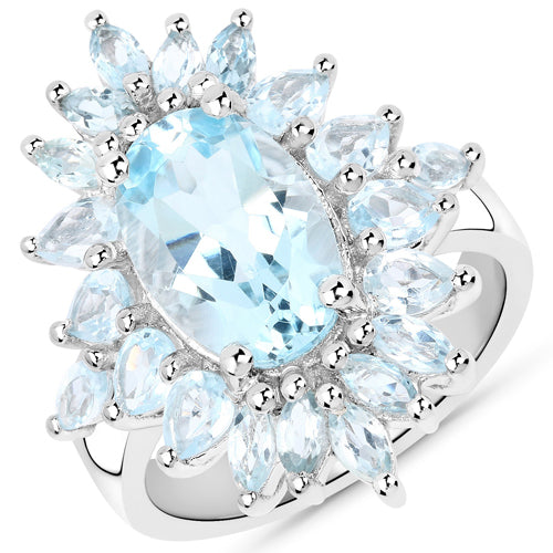 19.18 Carat Genuine Blue Topaz Sterling Silver Jewelry Set